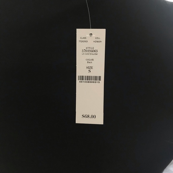 WHBM Black Cold Shoulder Top. Size S. NWT - Picture 5 of 5
